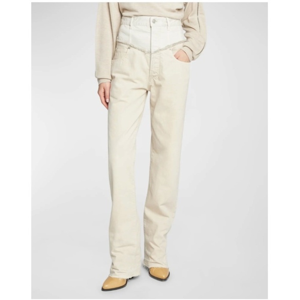 Isabel Marant‎ Noemie Two Tone Denim Jeans High Rise Straight Leg Jeans Size 40